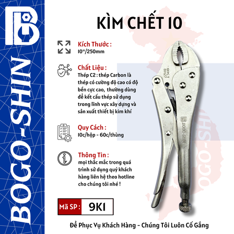 Kìm Chết & Kìm Chết Tay Bọc Nhựa 10"/250mm Bogo-Shin