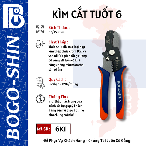 Kìm Cắt Tuốt 6"/150mm Bogo-Shin