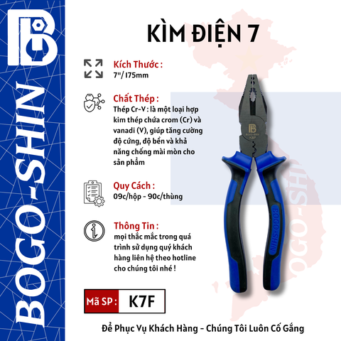 Kìm Điện 7"/175mm Bogo-Shin
