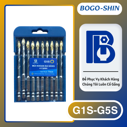 Mũi Khoan Gạch Đá Đa Năng BOGO-SHIN 4 Cạnh 6mm. 7mm, 8mm, 10mm, 12mm