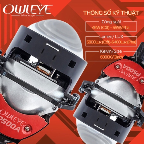 Bi led chân xoáy đa năng OWLEYE P500A, độ đèn giữ nguyên bản