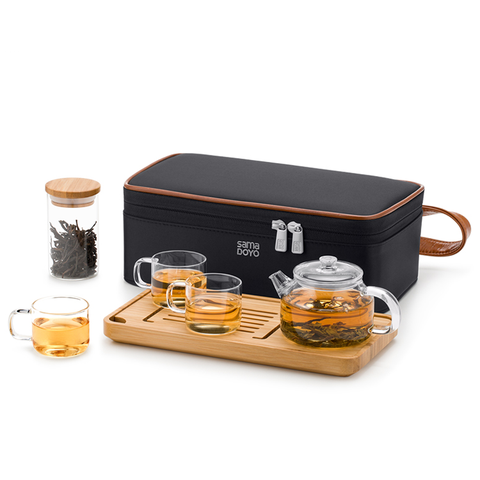 Bộ bình trà L008 kèm túi đựng và khay gỗ