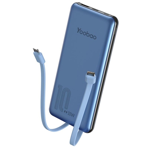Sạc dự phòng Yoobao sạc nhanh LC2 Built-in Cable PD3.0/QC3.0 Quick Charge Power Bank 10000mAh, Type-C and Lightning Cable, Exquisite Surface Finish
