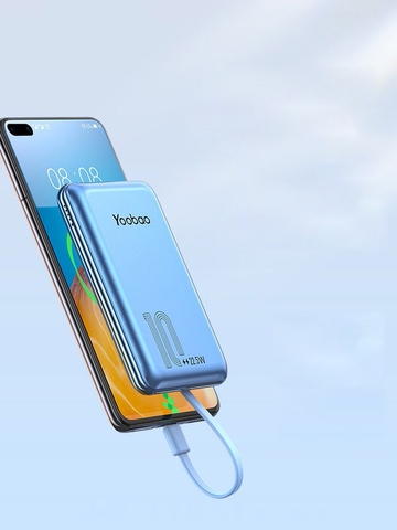 Sạc dự phòng Yoobao sạc nhanh LC3 Built-in Cable PD3.0/QC3.0/SCP22.5W Quick Charge Power Bank 10000mAh, Type-C and Lightning Cable, Exquisite Surface Finish