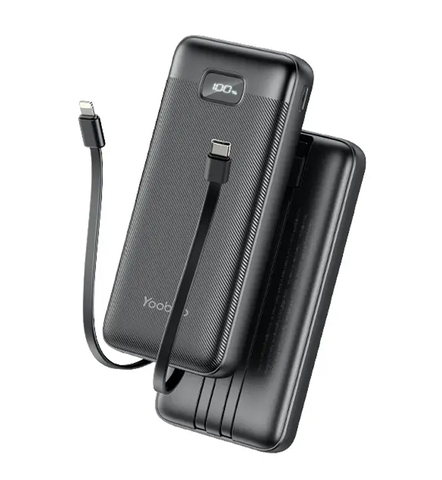 Sạc dự phòng Yoobao sạc nhanh LC5 Built-in Cable PD3.0/QC3.0/SCP22.5W Quick Charge Digital Display Power Bank 20000mAh, Type-C and Lightning Cable