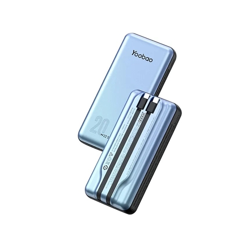 Sạc dự phòng Yoobao sạc nhanh LC6 Built-in Cable PD3.0/QC3.0/SCP22.5W Quick Charge Power Bank 20000mAh, Type-C and Lightning Cable, Exquisite Shell Finish