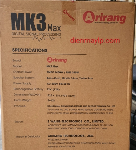 Bộ karaoke di động Arirang MK3 Max