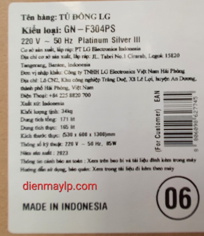 Tủ đông LG Inverter 165 lít GN-F304PS