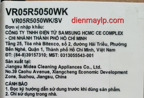 Robot hút bụi lau nhà Samsung VR05R5050WK/SV