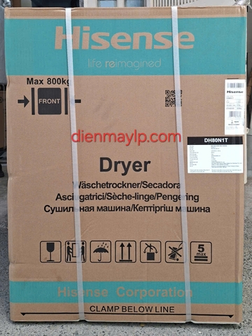 Máy sấy bơm nhiệt Hisense 8 kg DH80N1T