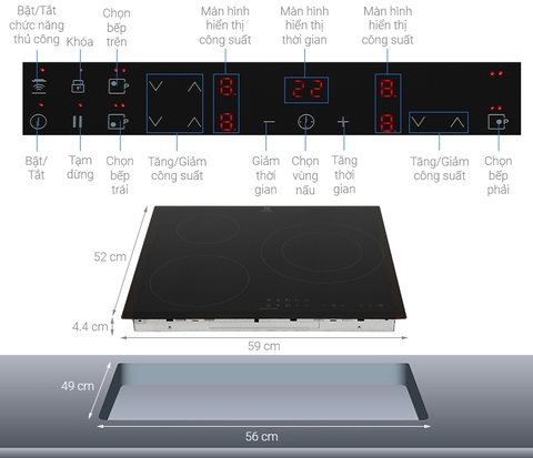 Bếp từ 3 vùng nấu lắp âm Electrolux LIT60336