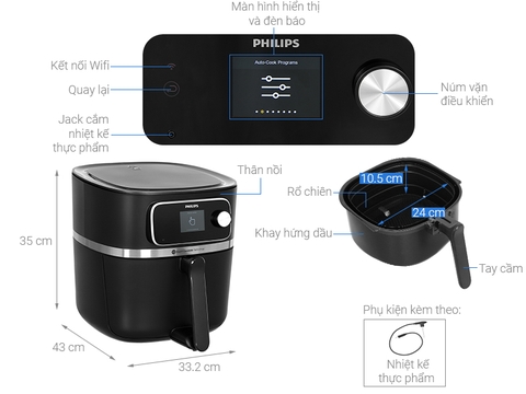 Nồi chiên không dầu Philips HD9880/90 8.3 lít
