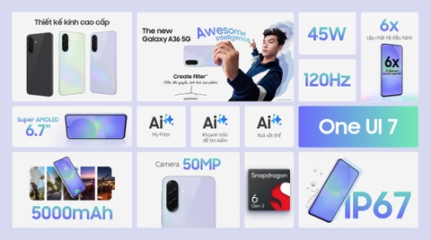 Điện thoại Samsung Galaxy A36 5G 8GB/128GB