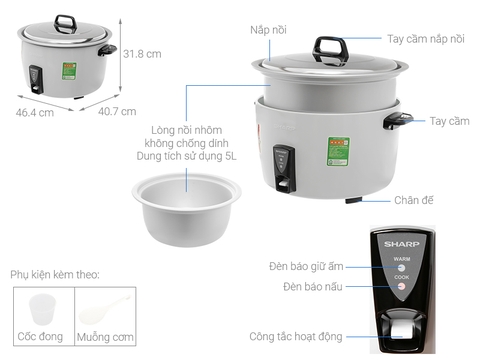 Nồi cơm nắp rời Sharp 5 lít KSH-D55V