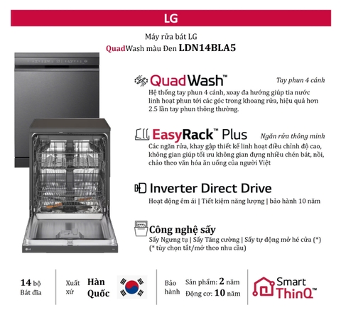 Máy rửa chén độc lập LG LDN14BLA5