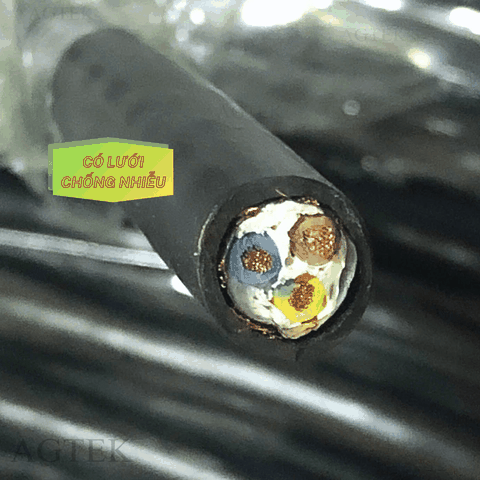 Dây cáp điều khiển có lưới chống nhiễu ZR-PVC vỏ đen 3x1.0 AGTEK