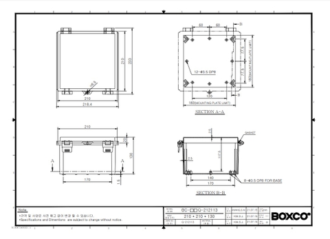 Tủ điện chống thấm nước BC-AGQ-212113 Boxco
