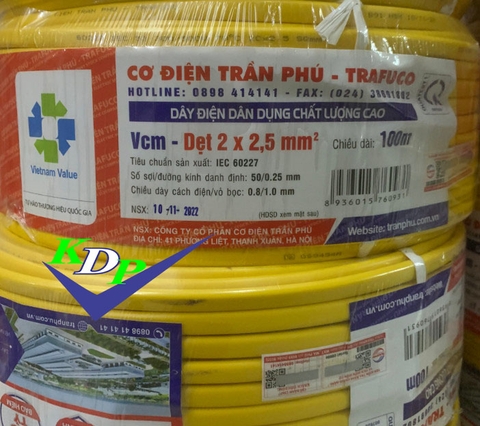 Dây Dẹt Vàng 2X2.5 Trần Phú