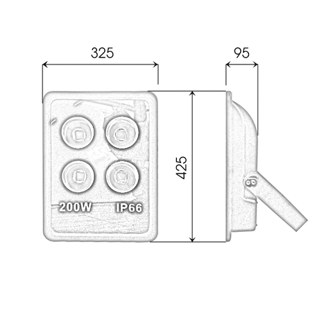 Đèn pha tròn vuông LED ngoài trời 200W - IP65 (4*50w)