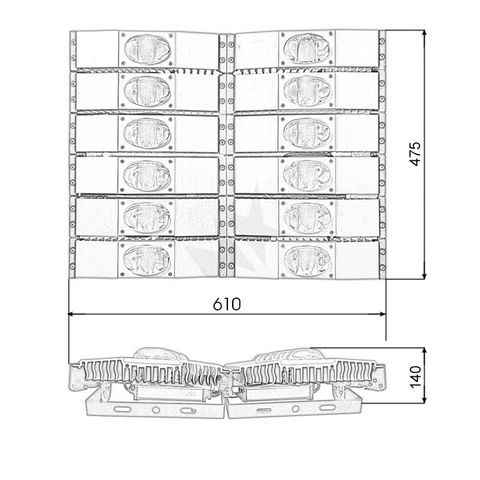 Đèn pha module COB Oem Philips - 600W (12*50w)