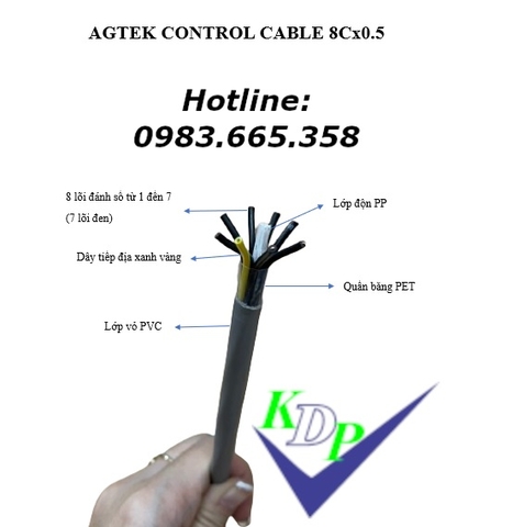Không lưới 8x1.5 - Dây cáp điều khiển không lưới RVVP 8x1.5 AGTEK