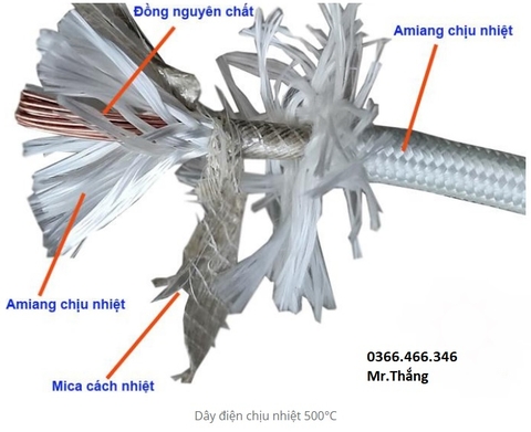 Dây điện chịu nhiệt 500°C 16mm2, dây amiang chống cháy 1×16