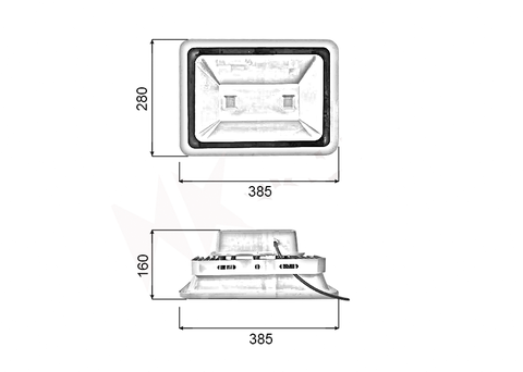 Đèn pha rọi xám ngoài trời 100W - hộp nguồn sau (2*50w)