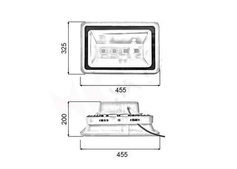 Đèn pha rọi xám ngoài trời 200W - hộp nguồn sau (4*50w)