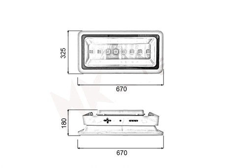 Đèn pha rọi xám ngoài trời 400W - hộp nguồn sau (8*50w)
