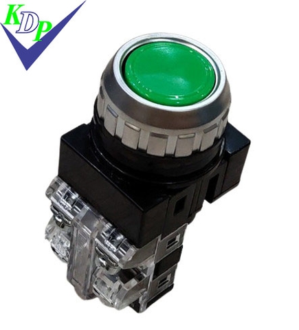 Nút nhấn không đèn Hanyoung CRF-F25M1G xanh| Ø25mm tự nhả 1NO+1NC