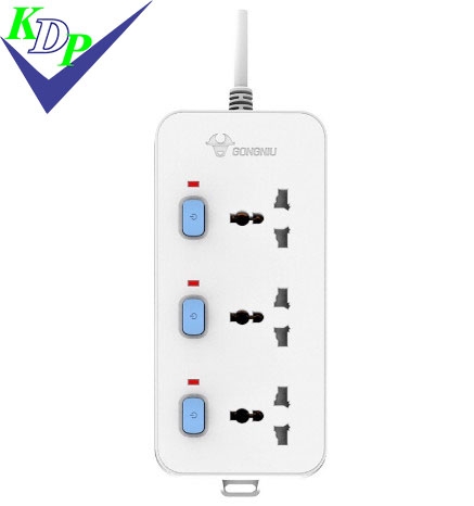 Ổ cắm điện đa năng GONGNIU 3 lỗ  3 công tắc GNVN-N3030-30 (dây 3m)