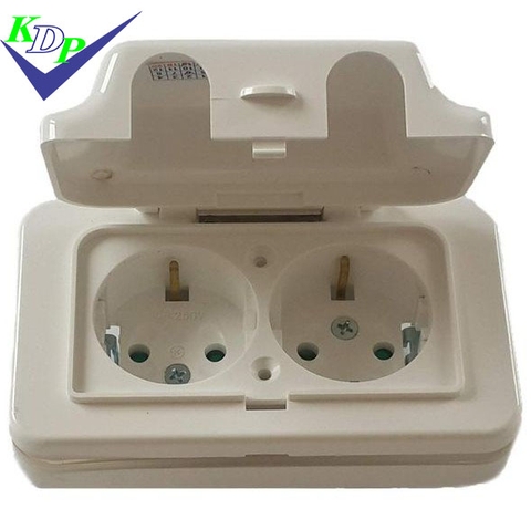 Ổ đôi Hàn Quốc có nắp chống nước ngang