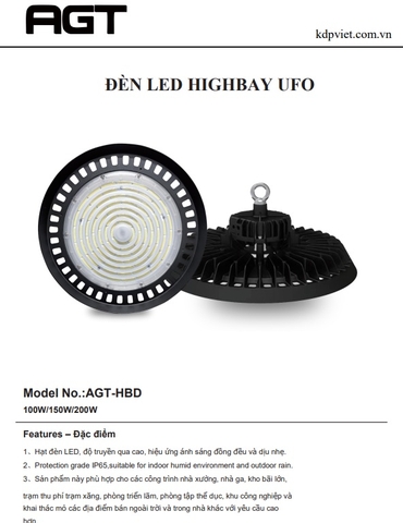 Đèn Led High Bay Light - AGT UFO HBD- 150W