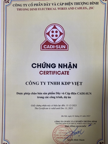 chứng nhận cadisun