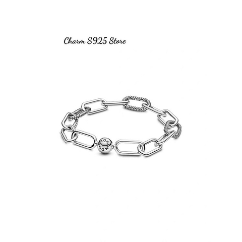 Vòng tay pan me xích phối charm nhỏ bạc