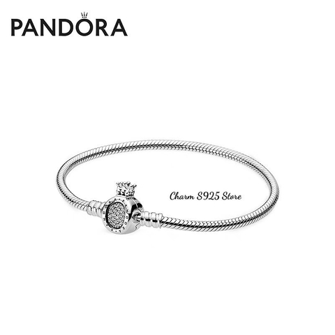 Vòng charm pan mềm vương miện đính đá bạc s925