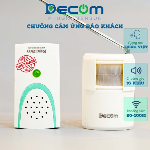 Chuông cảm ứng báo khách tiếng việt Decom - DC1006-2 (Bảo hành đổi mới 12 tháng)