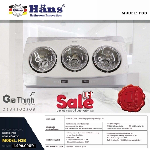 Đèn sưởi 3 bóng Hans (BHSC12T)