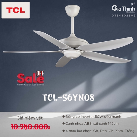 Quạt trần TCL 5 cánh màu trắng bản không đèn GT5608T (BH36T)