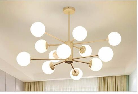 Đèn thả hạt đậu 12 tay thân vàng FK106