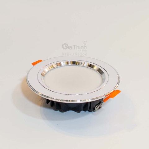 Âm trần 8W KingEco mặt phẳng viền bạc lỗ khoét 90mm (BH24T)