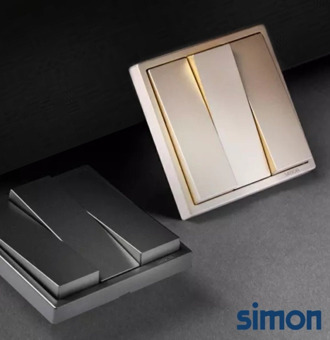Công tắc ba một chiều Simon i7 màu Champange