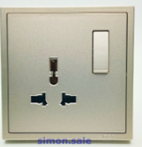 Ổ cắm đơn đa tiêu chuẩn kèm công tắc Simon i7 màu Champange