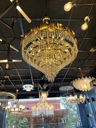 Đèn chùm pha lê khung vàng hiện đại D800