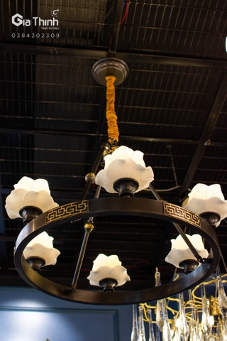 Đèn chùm thả hoa sen 6 tay