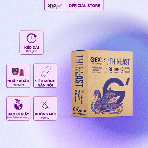 Bao cao su G'EXlife Thintolast (Hộp 3 cái)
