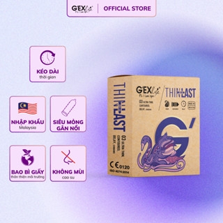 G'EXlife ThinToLast Bao cao su (Hộp 3 cái)