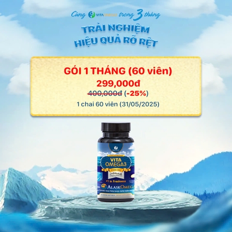 NHẬP MÃ GIẢM GIÁ để mua Gói Trải Nghiệm 1 tháng - 1 chai VitaOmega3 Chai 60 viên