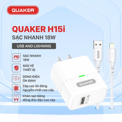BỘ SẠC NHANH QC 3.0 - 18W  QUAKER H15I