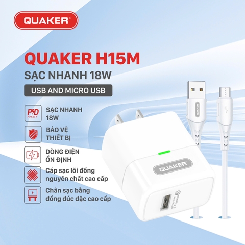BỘ SẠC NHANH QC 3.0 - 18W  QUAKER H15M